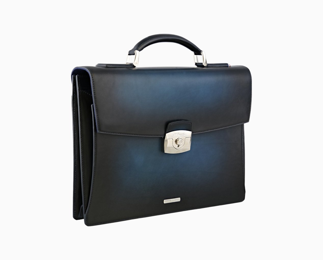 Atelier single-gusset midnight blue leather briefcase – Luxury