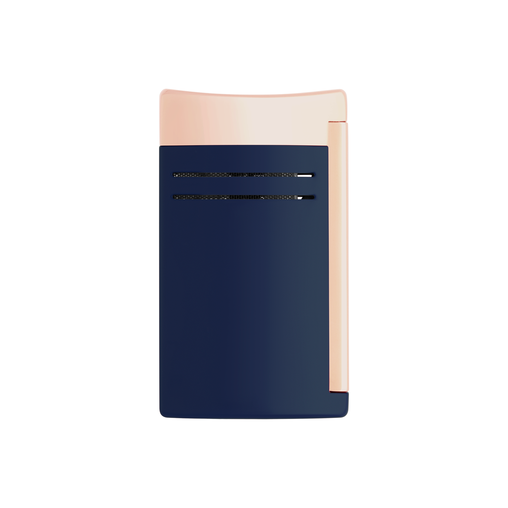S.T. Dupont jet lighter from the Minijet and Maxijet range, in navy lacquer with rose gold trim