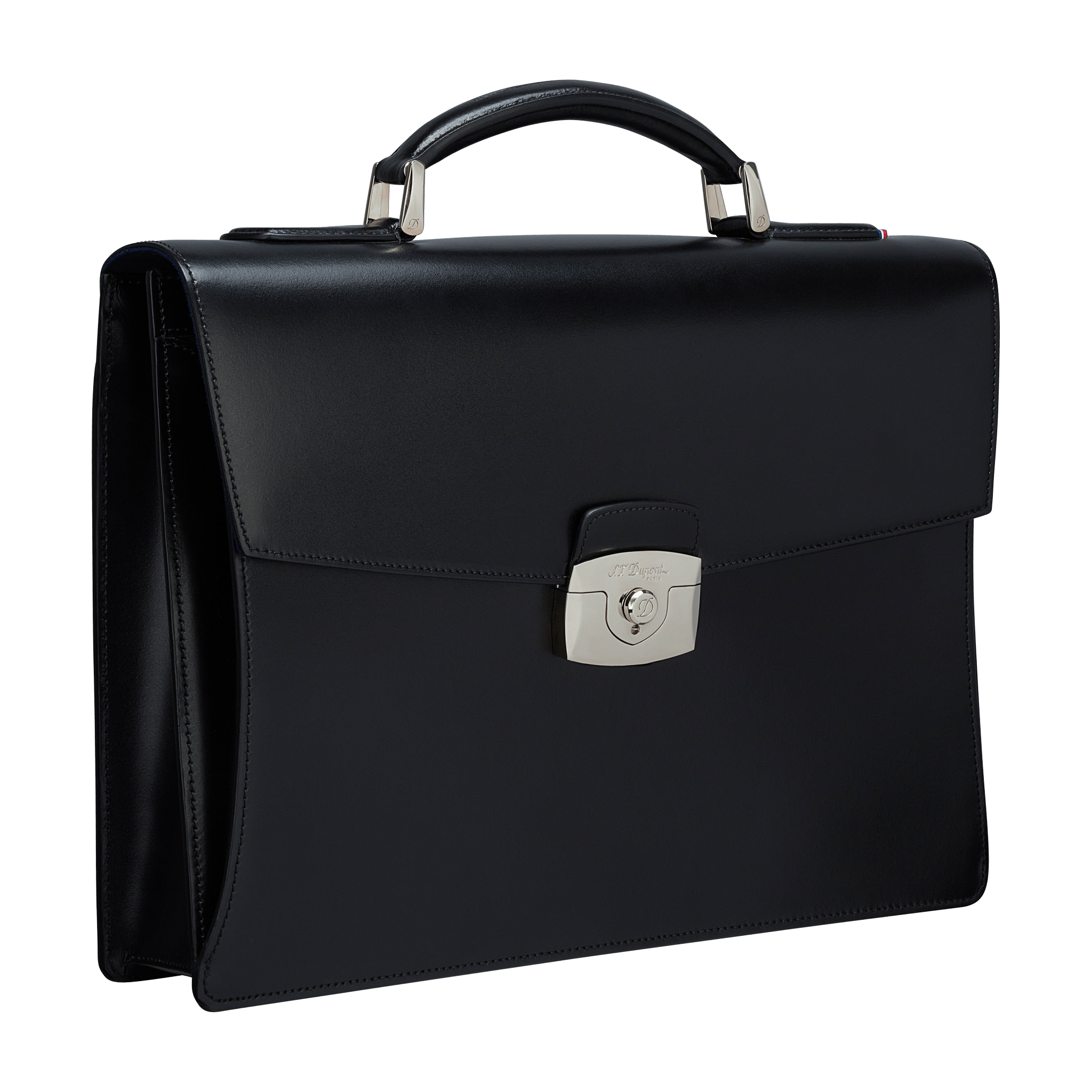 Line D single-gusset black smooth leather briefcase – Luxury Line D single-gusset black smooth leather briefcase – Luxury