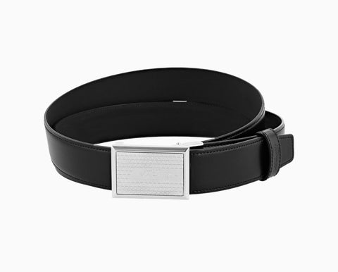 S.T. Dupont 30mm Reversible Black Leather Belt, Palladium Buckle, 7920143,  NIB 3597390193827