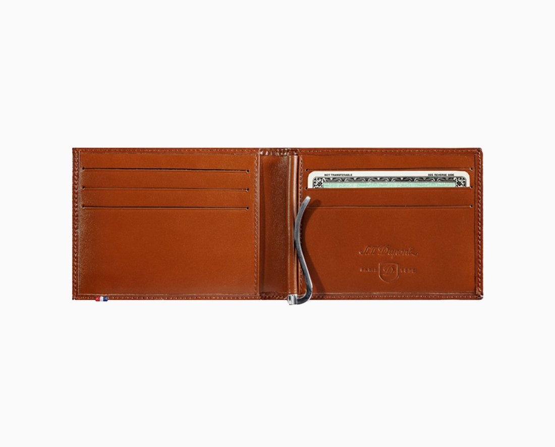 S.T. Dupont Pirates of The Caribbean Line D Embossed Brown Leather Bifold 6 Card Wallet 180101PC
