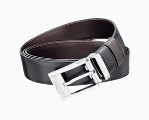 S.T. Dupont 30mm Reversible Black Leather Belt, Palladium Buckle, 7920143,  NIB 3597390193827