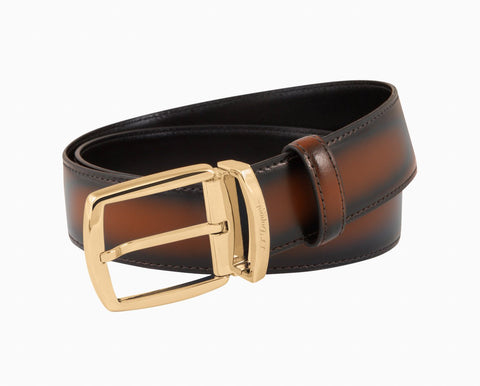 LONG STRAP IN SMOOTH CALFSKIN WITH GOLD FINISHING - BLACK